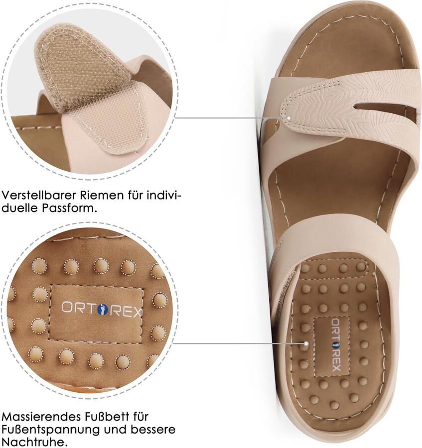SnelShoppen Ortho+rest Wandelsandalen Dames met Voetboogondersteuning Comfortabele Orthopedische Sandalen Beige EU voor Wandelen Vakanti