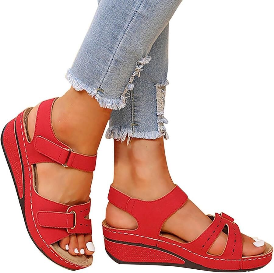 SnelShoppen Comfortabele Sandaal met Sleehak voor Dames Slippers voor Zwembad Strand Outdoor Relaxen Platform Wandelsandalen in Grote