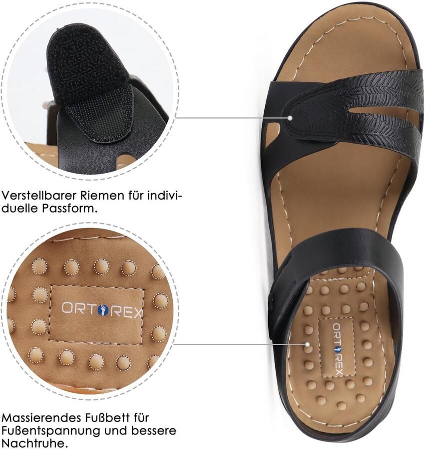 SnelShoppen Comfortabele Wandelsandalen Dames Orthesandalen met Voetboogondersteuning Zwart EU Perfect voor Wandelen Vakantie Tuin en