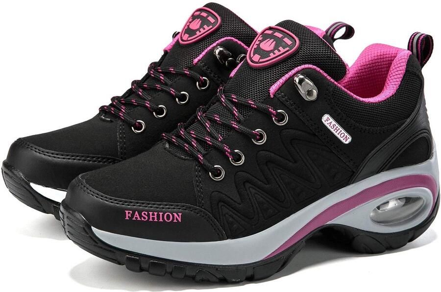 SnelShoppen Dames Afslankende Wandelschoenen Fitness Wedges Plateauzolen Sneakers 37 EU Zwart Luchtkussen voor Comfortabele Wandeling en Sport
