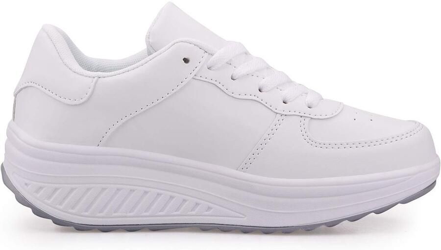 SnelShoppen Dames Afslankende Wandelschoenen Fitness Wedges Plateauzolen Sneakers 41 EU Wit voor Sport en Vrije Tijd