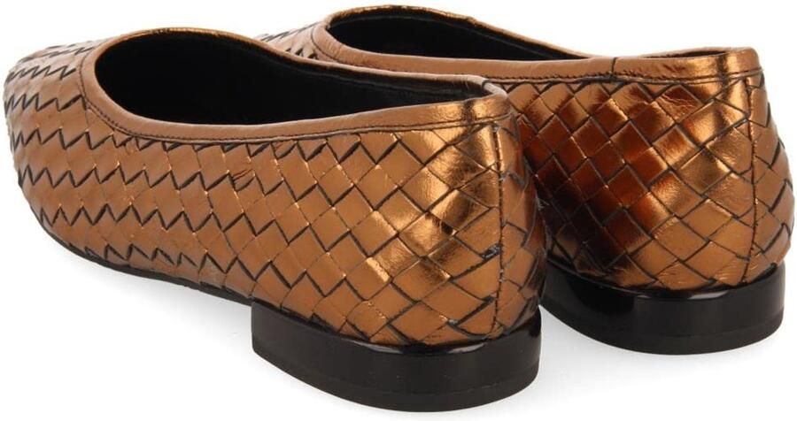 SnelShoppen Dames Ballerina's Gevlochten Leer Brons EU Elegante Ballerinas voor Feestelijke Gelegenheden en Dagelijks Gebruik