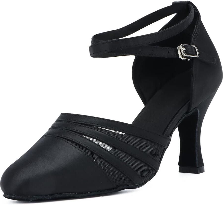 SnelShoppen Dames Ballroom Latin Dansschoenen Salsa Tango Waltz Sociale Dansschoenen Zwart Hak 36.5 EU voor Indoor Dans Feest en Evenementen