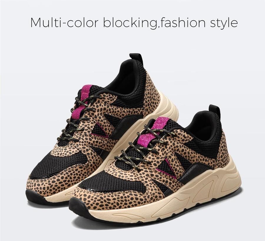 SnelShoppen Dames Casual Sneakers Platform Luipaardprint Wandelschoenen Tennis Reizen Lifestyle Sneakers