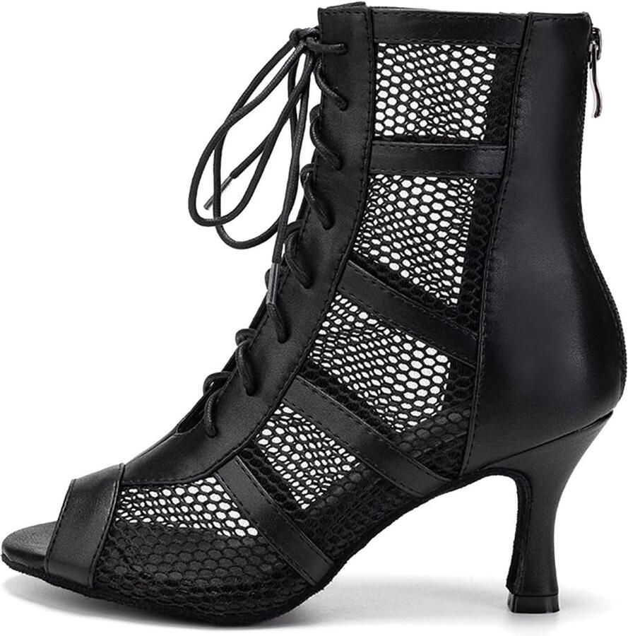 SnelShoppen Dames Danslaarzen Latijn Naaldhak Veterlaarzen voor Salsa Tango Bachata Ballzaal Party Performance Dansschoenen L446 439 Elegante en C