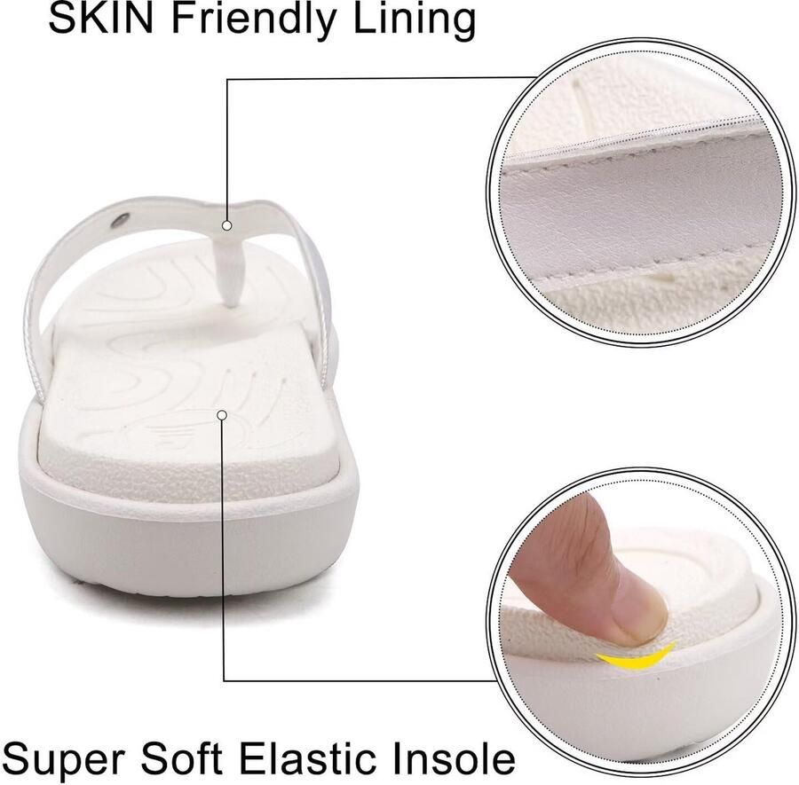SnelShoppen Dames Flip Flops Comfortabele Orthopädische Zehentrenner van Leder en Stof Lichtgewicht Badlatschen voor Zomer Strand Yoga en Vrije T