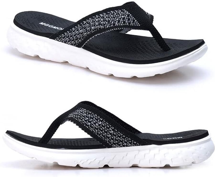 SnelShoppen Dames flip-flops zomer sportieve sandalen licht met voetboogondersteuning zwart EU voor strand vakantie tuin en dagelijks gebr