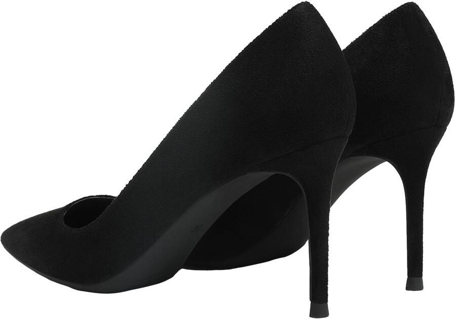 SnelShoppen Dames Fluweel Hoge Hakken Elegante Puntige Teen Pumps Jurk Schoenen Zwart Perfect voor Feest en Avondkleding