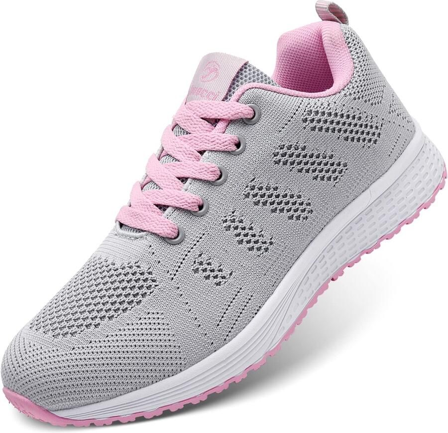 SnelShoppen Dames Hardloopschoenen Grijs Ademend Veterschoenen voor Outdoor Joggen en Cross Training EU Comfortabele Sportschoenen