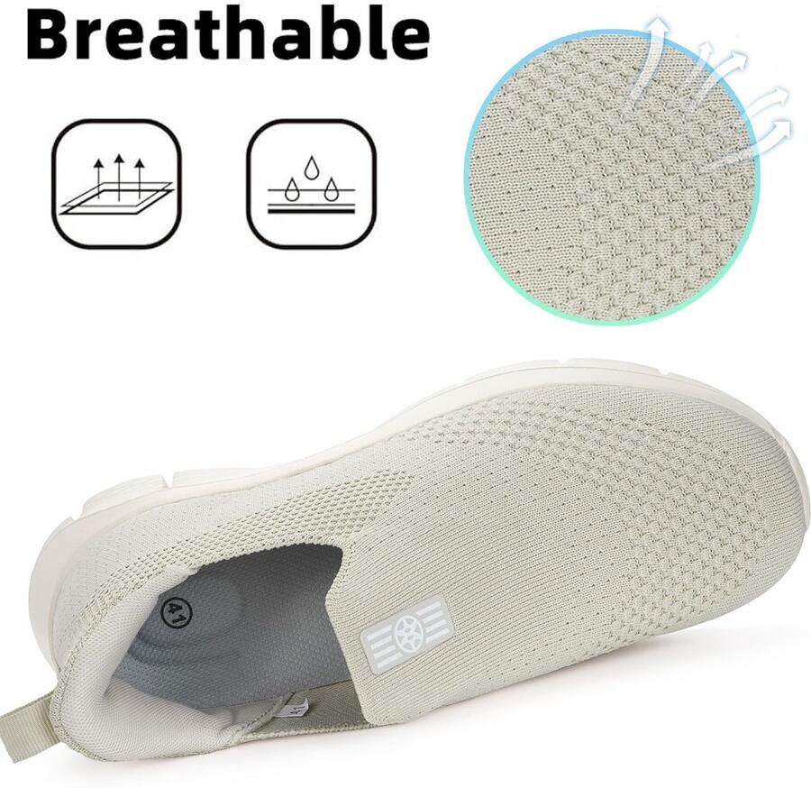 SnelShoppen Sneakers Slip-On Modieuze Casual Wandelschoen Sportschoenen Hands Free Trainers Ade d Lichtgewicht Outdoor Schoen Beige