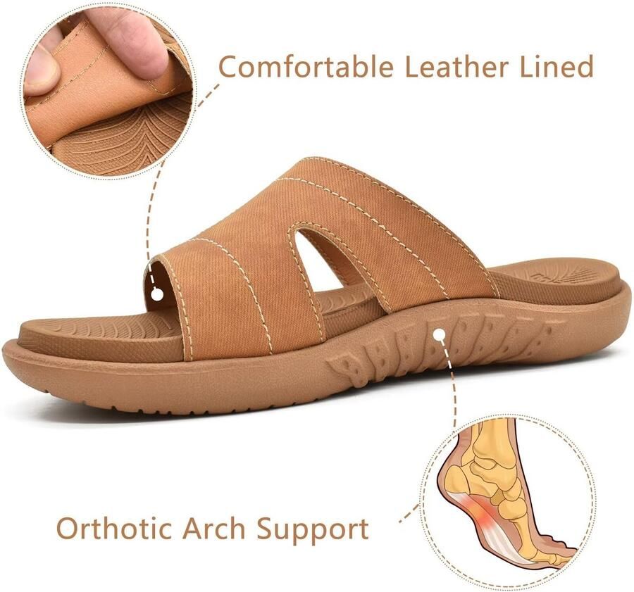 SnelShoppen Dames Mode Orthopedische Zwembadschoenen Lichtgewicht Atletische Sandalen voor Vrouwen met Plantar Fasciitis Ondersteuning in Khaki