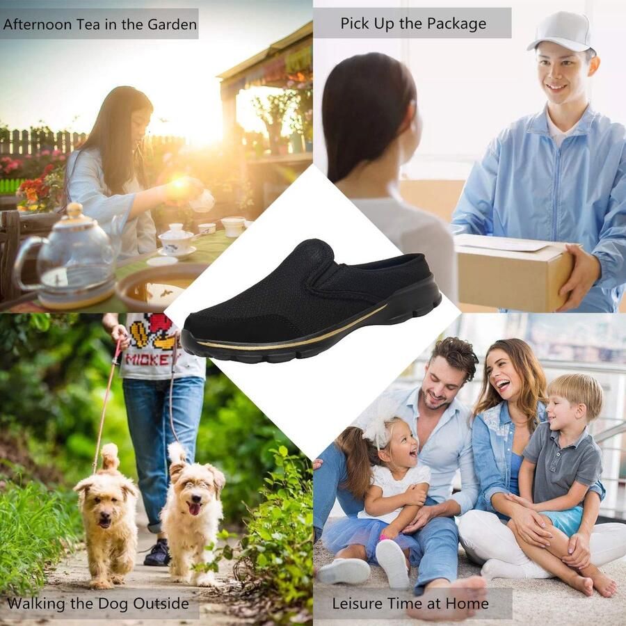 SnelShoppen Dames Muiltjes Huis Sloffen Lichtgewicht Ademende Antislip Slippers Klompen 43 EU Zwart Perfect voor Thuis Tuin en Relaxen