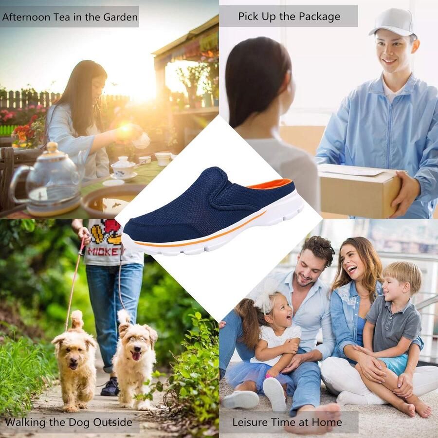 SnelShoppen Dames Muiltjes Huis Sloffen Lichtgewicht Antislip Slippers Klompen voor Binnen en Buiten Blauw Oranje