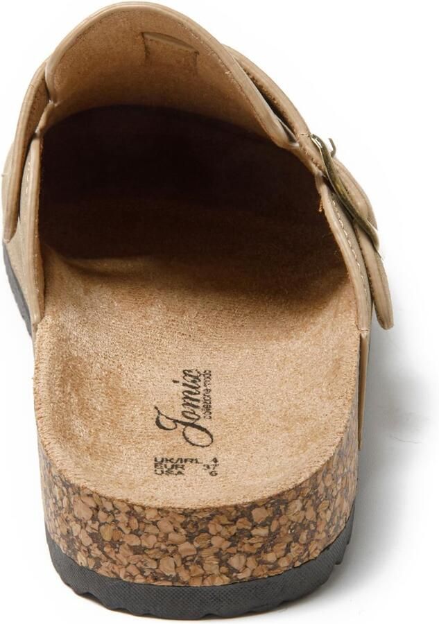 SnelShoppen Dames Muiltjes met Gesp Antislip Gesloten Pantoffels Elegant Kurken Zool Klompen Tuinschoenen Buiten Beige