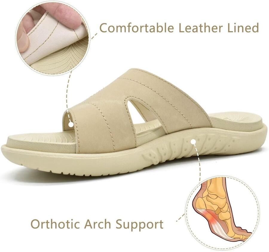 SnelShoppen Dames Orthopedische Zwembadschoenen Lichtgewicht Sandalen voor Vrouwen Beige 41 Comfortabele Badschoenen met Arch Ondersteuning voor