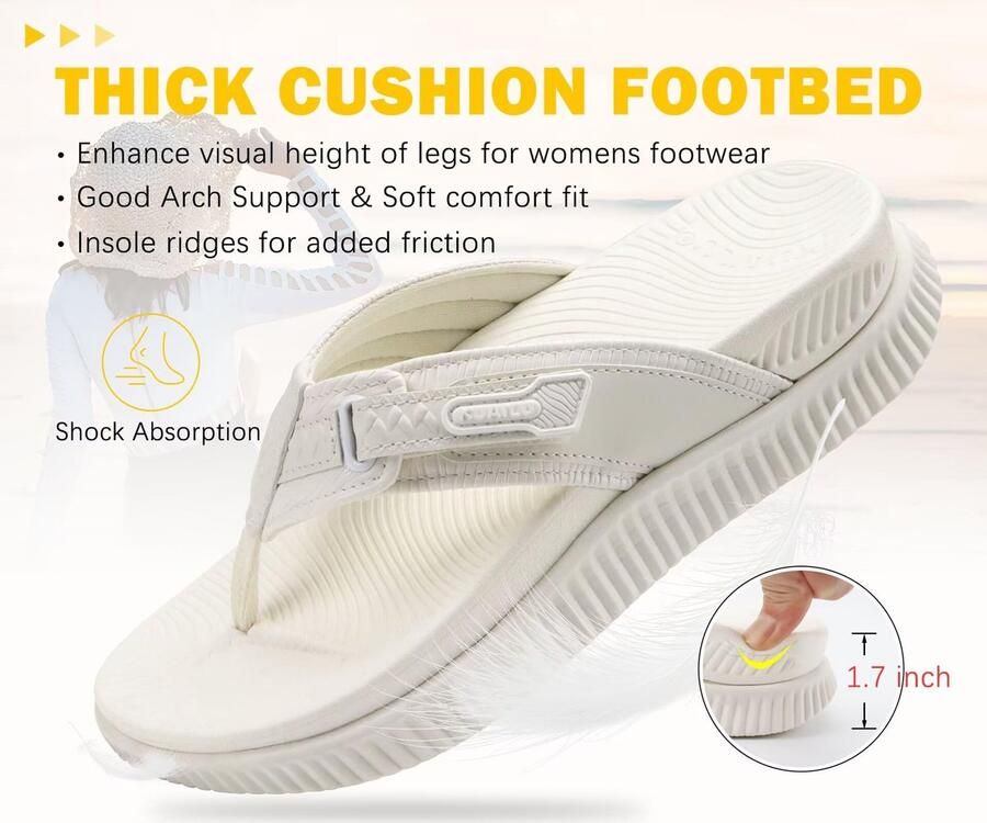 SnelShoppen Dames Orthotische Flip Flops met Arch Support Leer Wandelsandalen Dikke Kussen Herstel Sandalen Slip On voor Binnen en Buiten Zo