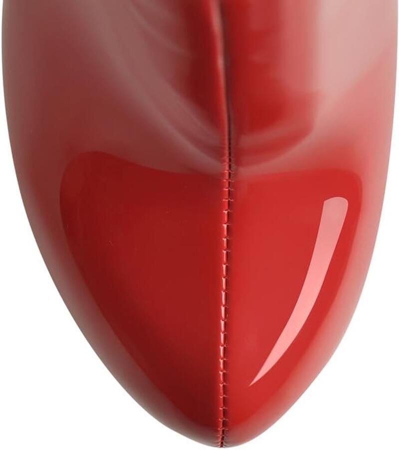 SnelShoppen Dames Plateaulaarzen Hoge Hakken Lange Schacht Overknee Boots Stiletto's met Gespen Rood 44 EU Perfect voor Feest en Avondjes Uit