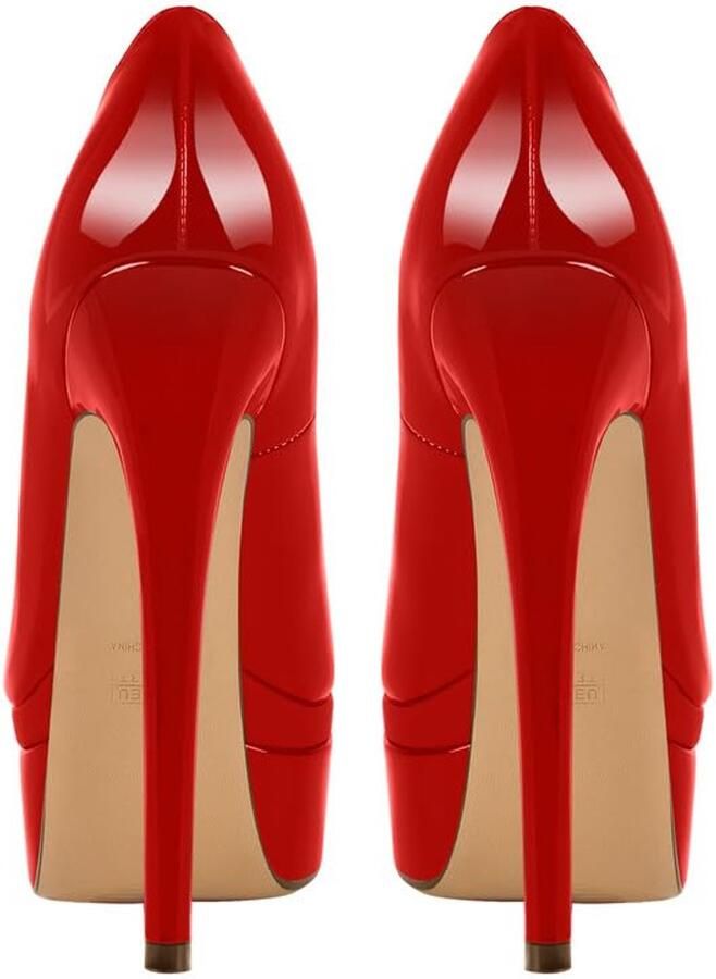 SnelShoppen Dames Plateaupumps Hoge Hakken Stiletto Schoenen Rood 43 EU Elegante Party Pumps voor Feestelijke Gelegenheden