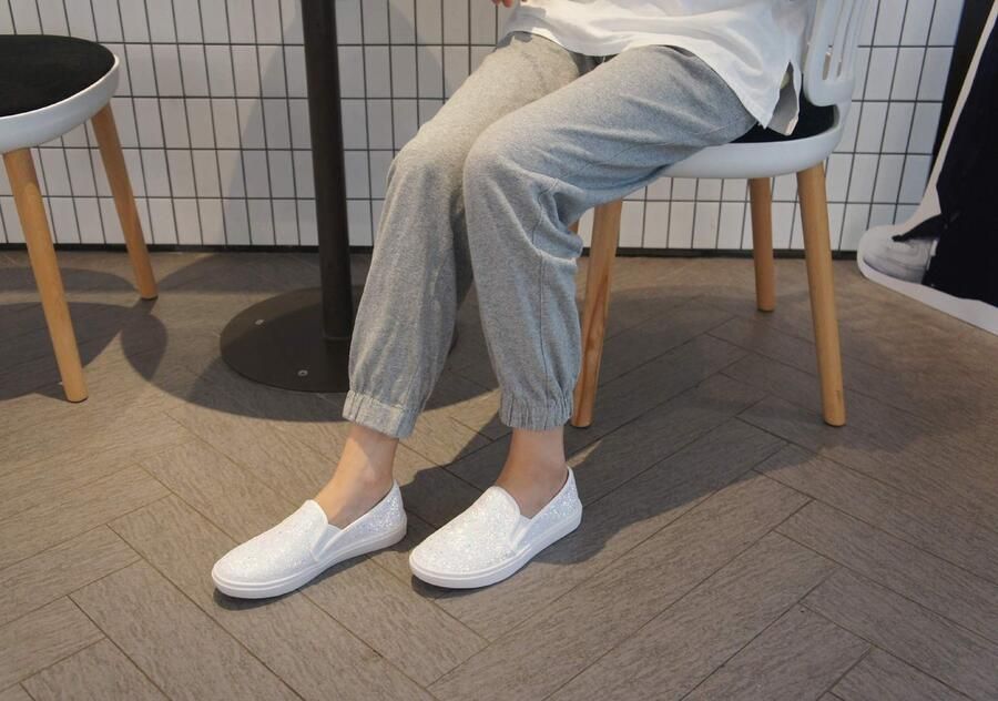 SnelShoppen Dames PU-leer sneakers ademende gymschoenen lichte hardloopschoenen sportieve vrijetijdsschoenen glanzend wit