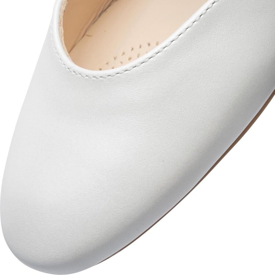 SnelShoppen Dames Pumps 12-33439 Wit 38 EU Comfortabele Leren Pumps met Elastische Bandages voor Feest en Dagelijks Gebruik