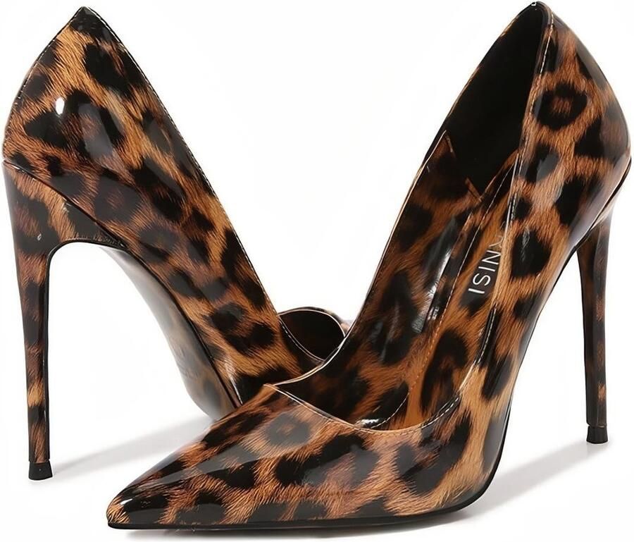 SnelShoppen Dames Pumps Dierenprint Spitse Neus Hoge Stiletto Hak Instapmodel Jachtluipaard Amber NL-43 Feest Casual