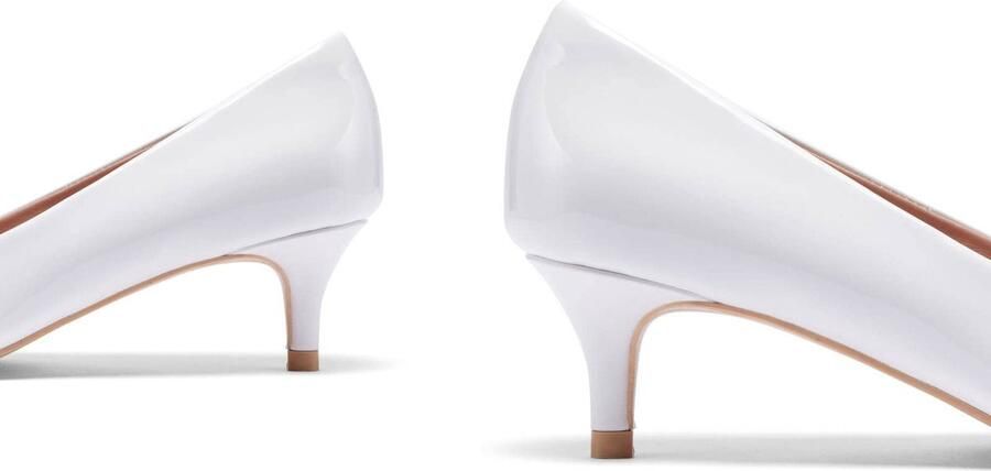SnelShoppen Dames Pumps met Kitten Heel Sexy Spitse Lage Hakken Elegante Bruidsschoenen en Kantoor Hakken Wit