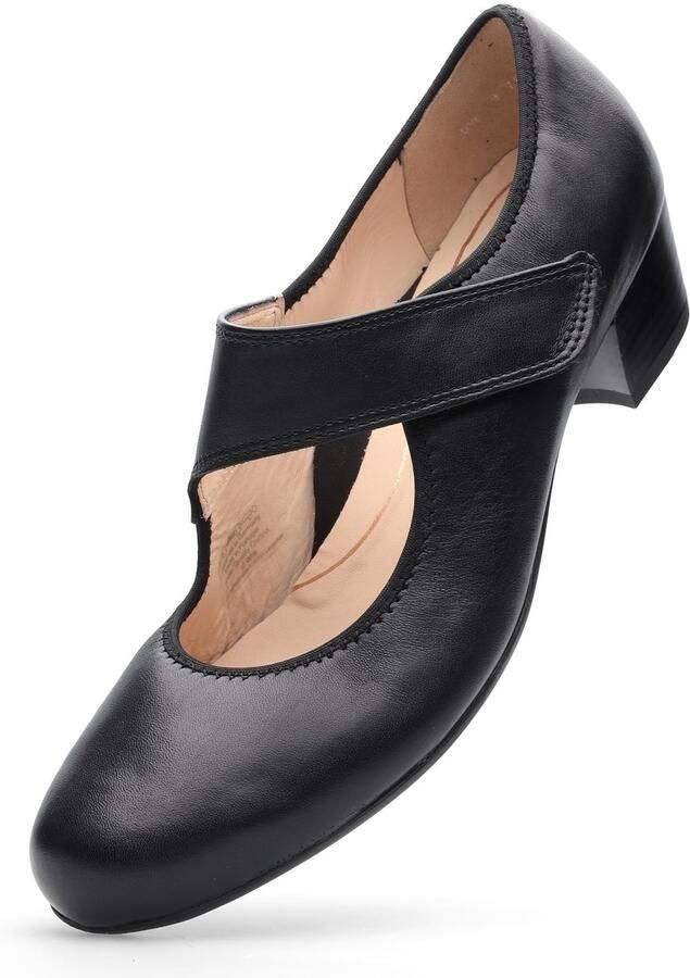 SnelShoppen Dames Pumps Zwart 41 EU Breed Comfortabele Leren Schoenen voor Feest Werk en Dagelijks Gebruik