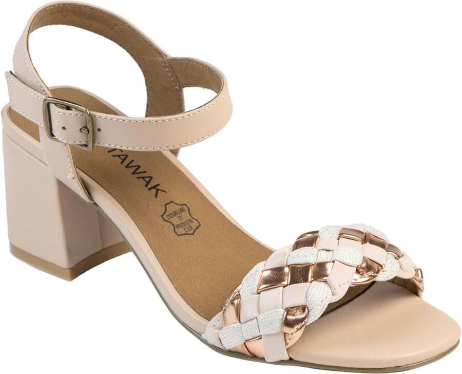 SnelShoppen Dames Sandalen met Hak 18CARLINABEIGE39 Beige EU Elegant voor Feest en Dagelijks Gebruik Comfortabele Hak Stijlvolle Sanda