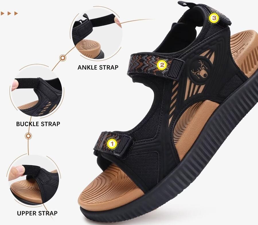 SnelShoppen Dames Sandalen Orthopedisch Wandelen met Dik Athletisch Kussen Verstelbare Band Geschikt voor Buiten Waterbestendig Voor Herstel en