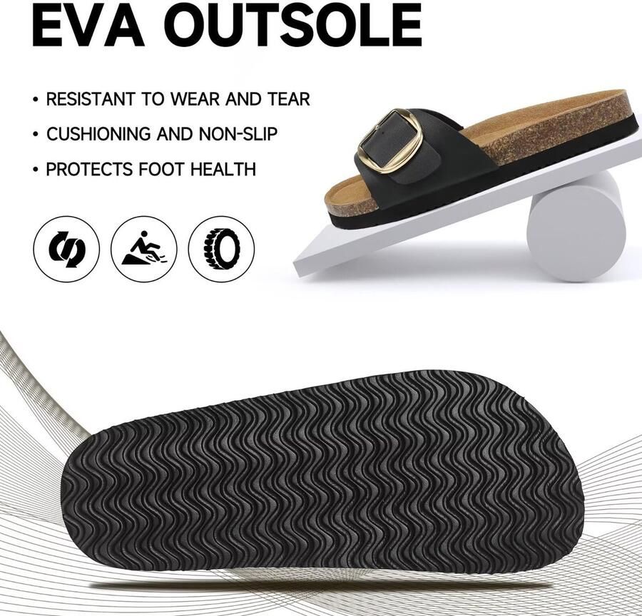 SnelShoppen Dames Sandalen Slippers Zomer Platte Mules Zwart 38EU Comfortabele Dames Slippers voor Feest Tuin Vakantie en Dagelijks Gebruik