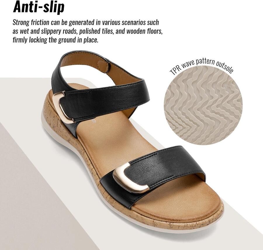 SnelShoppen Dames Sandalen Zomer Platte Sandalen Comfortabele Vrije Tijd Schoenen Zomerschoenen Zwart