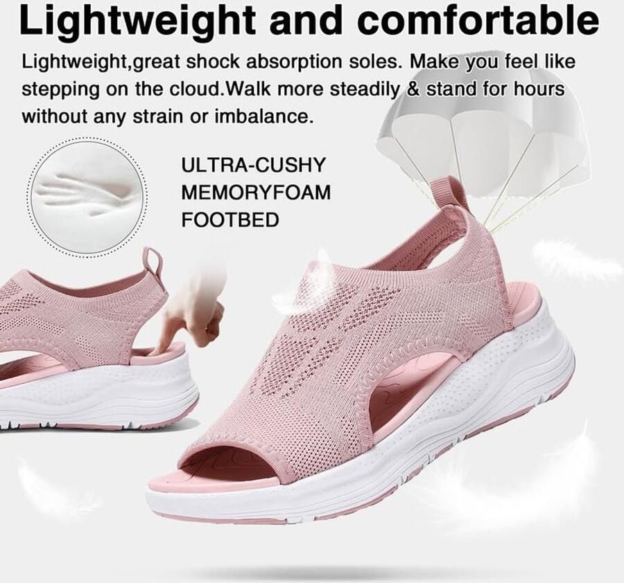 SnelShoppen Dames Sandalen Zomer Wasbare Slingback Orthopedische Slide Sport Sandalen met Boog Ondersteuning Platform Wedge Wandelen Strand Water Sc