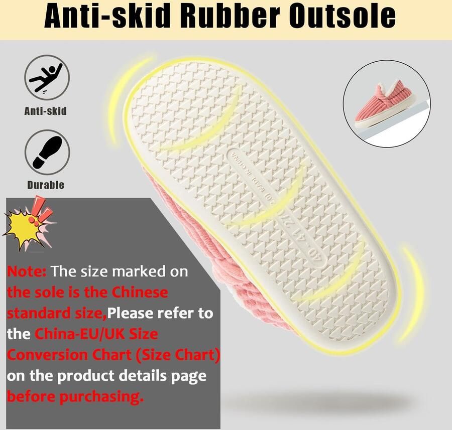 SnelShoppen Dames Slippers Sloffen Warm Winter Fuzzy Zacht Plat Pluche Pantoffels Antislip Lichtgewicht Outdoor Indoor Roze 280 )