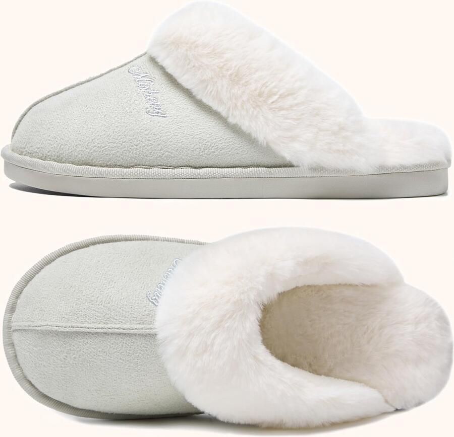SnelShoppen Dames Slippers Warm Winter Slippers Nepbont Zacht Plat Pluche Pantoffels Antislip voor Indoor Outdoor Gebruik