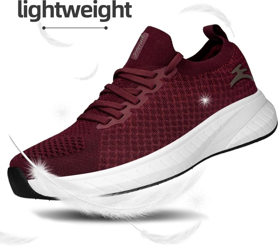 SnelShoppen Dames Sneakers Bordeauxrood Comfortabele Sportschoenen Ademend en Licht Perfect voor Fitness Gym Joggen en Outdoor