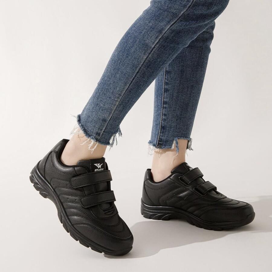 SnelShoppen Dames Sneakers met Klittenband Comfortabele Casual Sportschoenen voor Gymnastiek Tennis Fitness Zwart EU Perfect voor