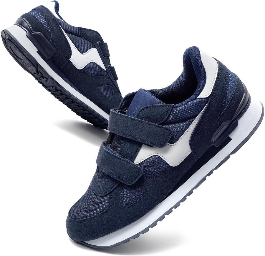 SnelShoppen Dames Sneakers met Klittenband Comfortabele Casual Sportschoenen voor Gymnastiek Tennis Fitness Marine