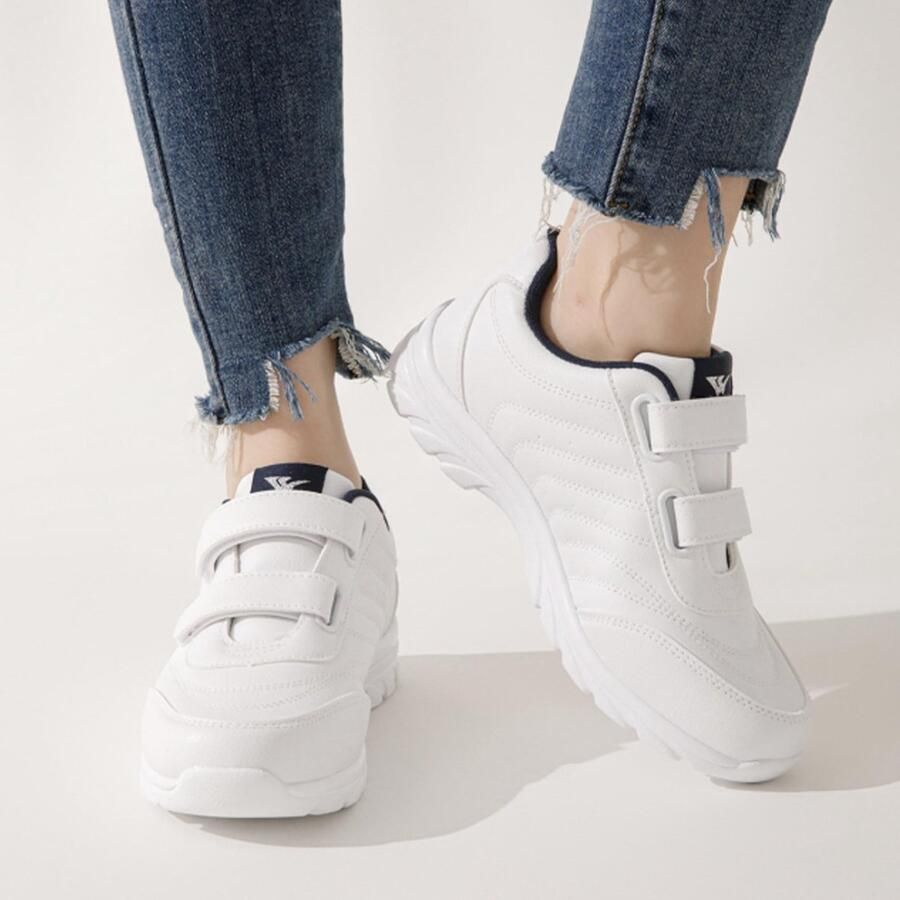 SnelShoppen Vrouwen Sneakers met Klittenband Dames Sneaker Comfortabele Casual Sportschoenen voor Gymnastiek Tennis Fitness Wit