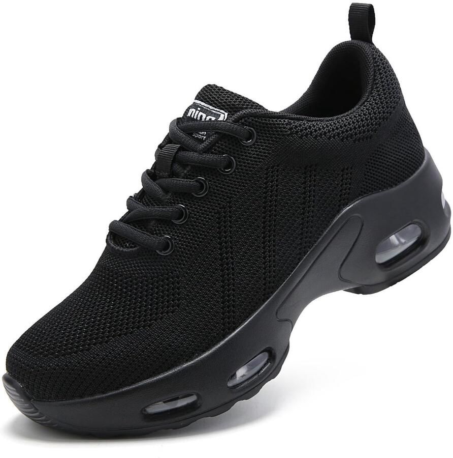 SnelShoppen Dames Sneakers Memory Foam Comfortabele Fitness Sportschoenen Lichtgewicht Hardloopschoenen Zwart 37 EU voor Buiten en Sport