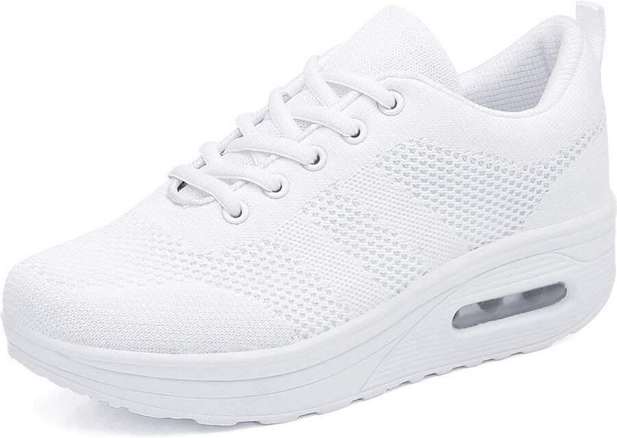 SnelShoppen Dames Sneakers Outdoor Licht Ademend Plateau Gymschoenen Vrijetijdsschoenen Sportschoenen Mesh Loopschoenen Straatloopschoenen Wit