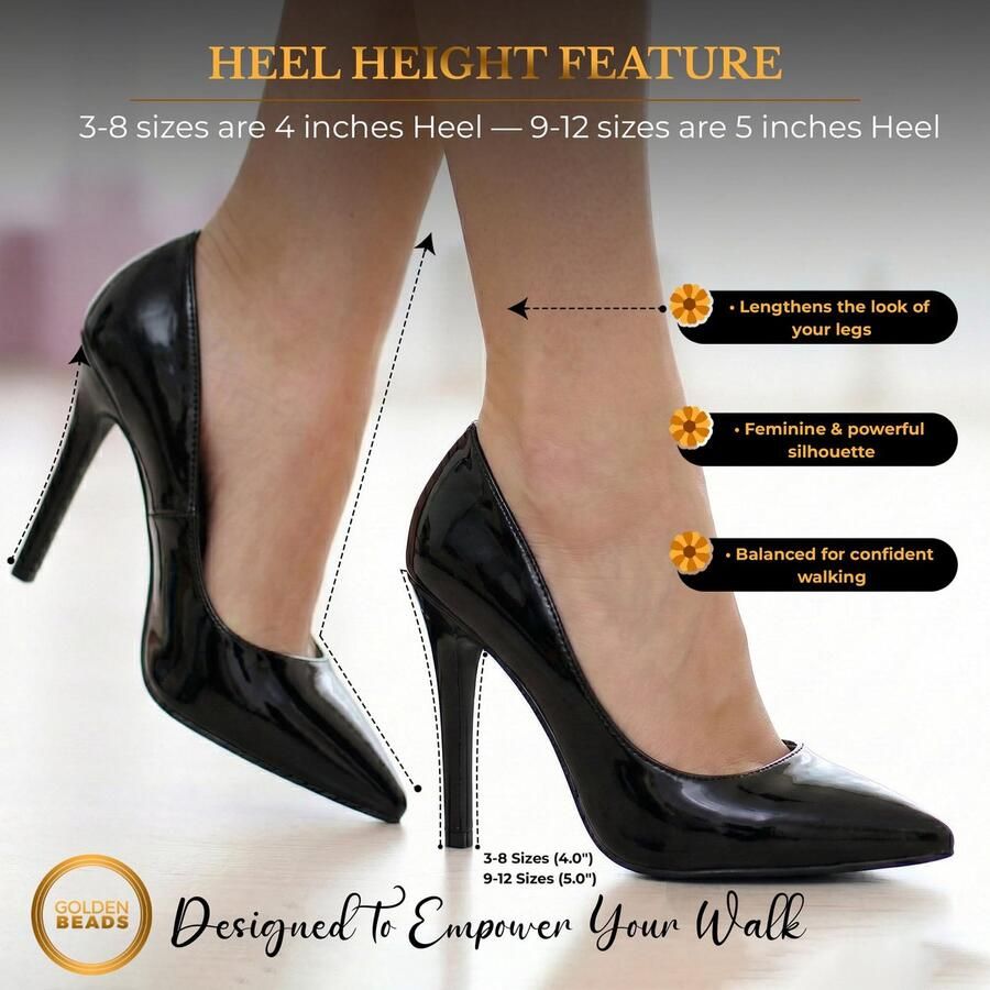 SnelShoppen Dames Stiletto Hoge Hak Spitse Teen Pumps Zwarte Pataten Feest Bruiloft Clubbing Werk 44 EU Elegante Hakken voor E