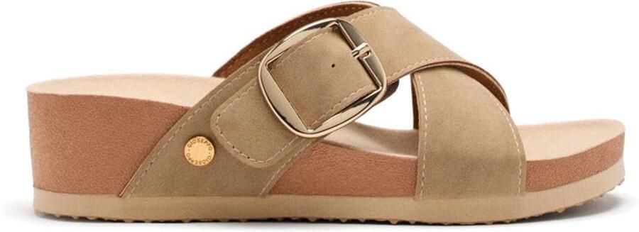 SnelShoppen Dames Teenslippers Taupe EU Comfortabele Sandalen voor Vakantie Tuin Strand en Casual Gebruik