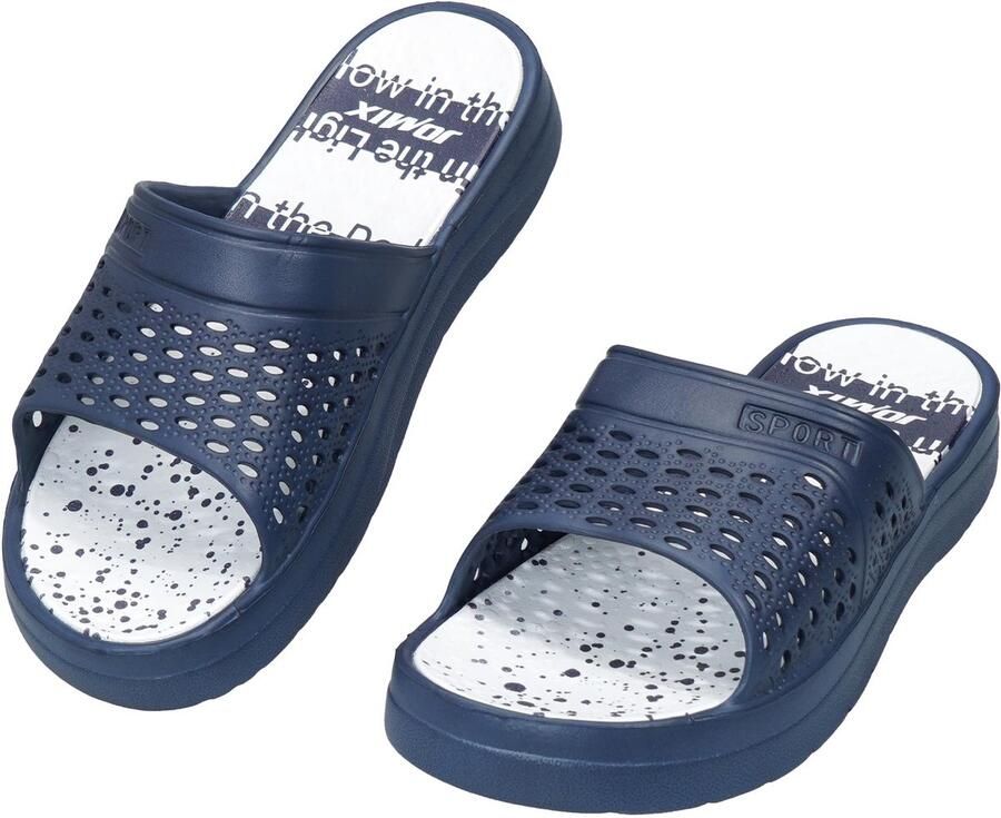 SnelShoppen Dames Teenslippers Zomer EVA Sleehak Antislip Comfortabel Badschoenen Strand Douche Zee Marineblauw