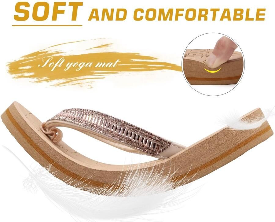 SnelShoppen Dames Tientrenners Flipflops met Glitter Comfortabele Sandalen Badslippers voor Zomer Zwembad en Strand Orthopedische Arch Onderste