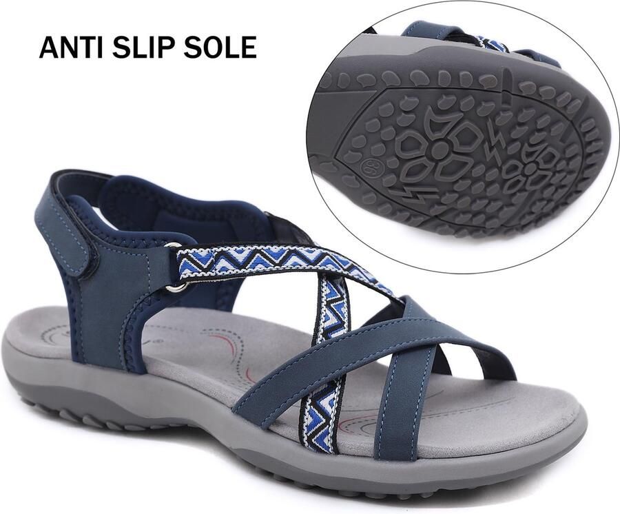 SnelShoppen Dames Trekking Sandalen Open Teen Slingback Wandelschoenen Blauw 41 EU Sportieve Outdoor Sandaal voor Strand & Avontuur