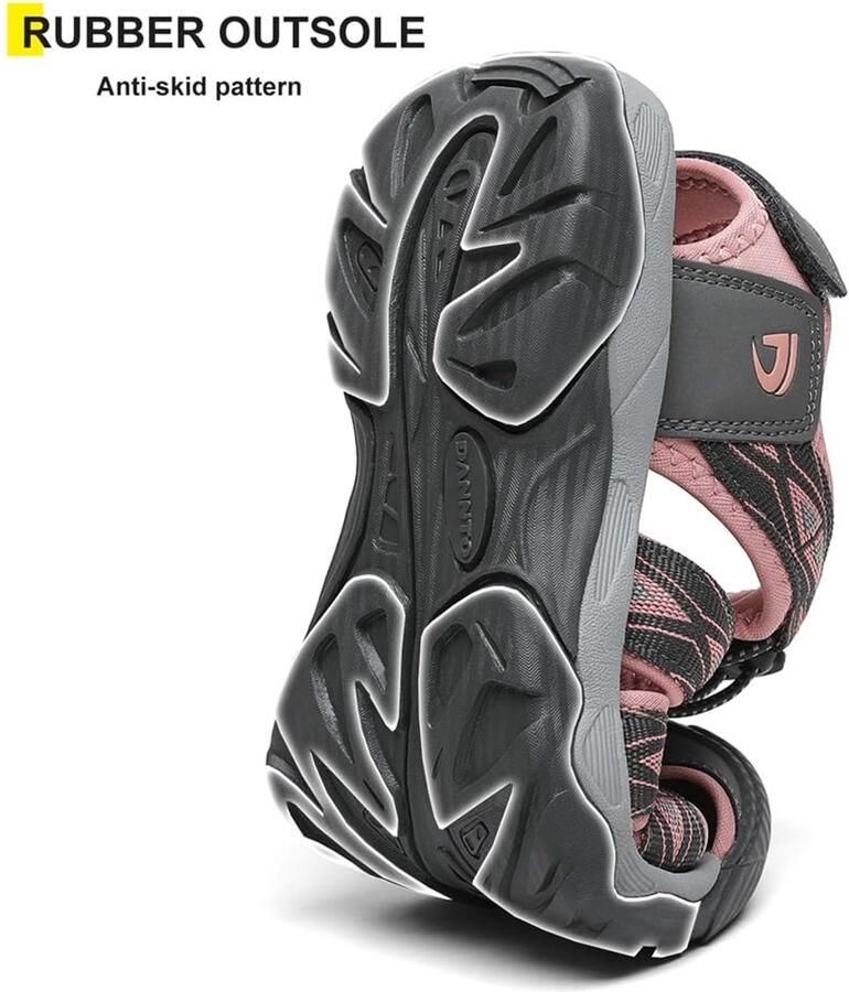 SnelShoppen Dames Trekkingsandalen Ademend Wandelsandalen met Gesloten Tenen Comfortabele Zomersandalen Outdoor Sportsandalen in Grijsroze