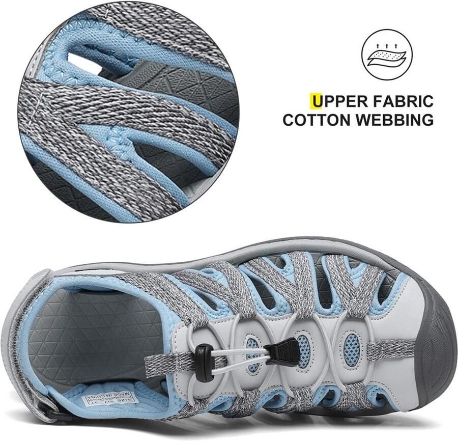 SnelShoppen Dames Trekkingsandalen Ademend Wandelsandalen met Gesloten Tenen Comfortabele Zomersandalen voor Outdoor Beige