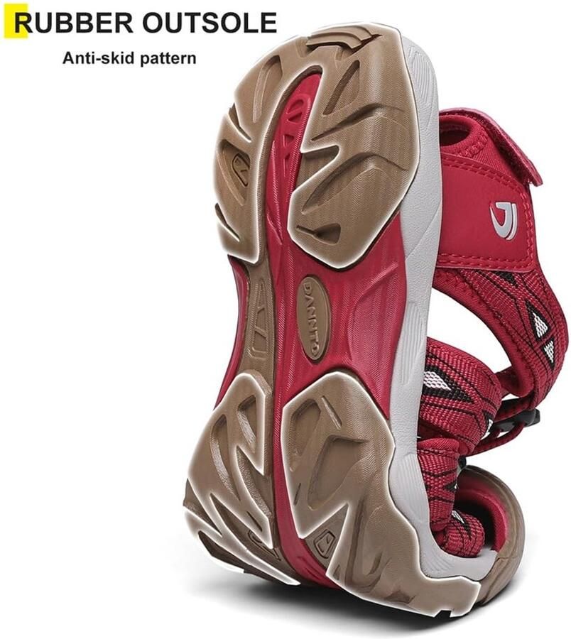 SnelShoppen Dames Trekkingsandalen Wandelsandalen Comfortabele Zomersandalen Ademend Gesloten Tenen Outdoor Sportsandalen Rood