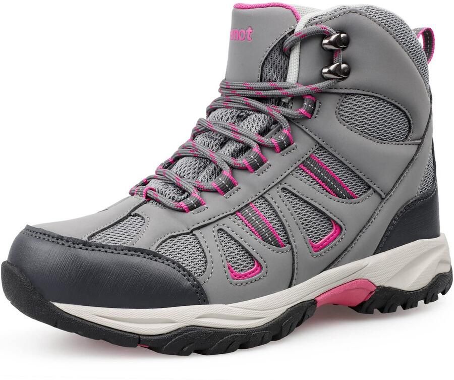 SnelShoppen Dames Wandelschoenen Waterdicht Lichtgewicht Trekking Schoenen met Enkelsteun Anti-Slip Hiking Boots GrijsRoze voor Hiken en Wan