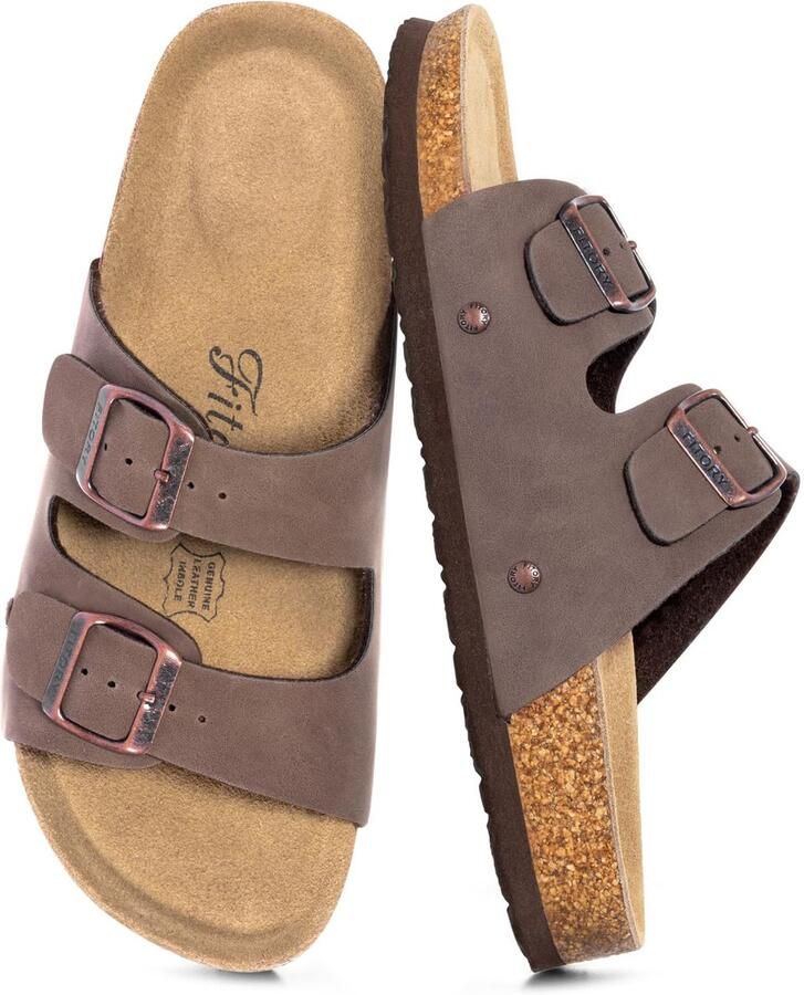 SnelShoppen Damessandalen met Kurk-Voorbed Leer Comfortabele Slipvaste Sandalen voor Vrouwen Verstelbare Riem Zomer Slippers